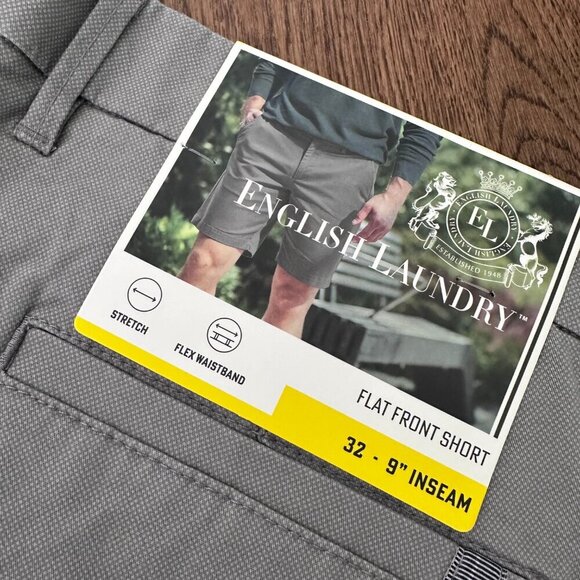 NWT! NEW! English Laundry Mens Midweight Flat Front Short -GREY US 32 - Picture 8 of 13